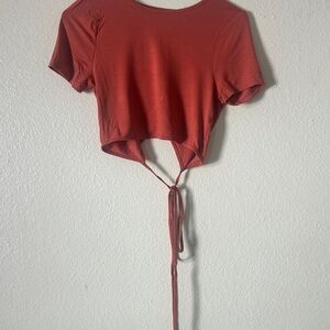 PacSun Rust Red Tie-Back Crop Top